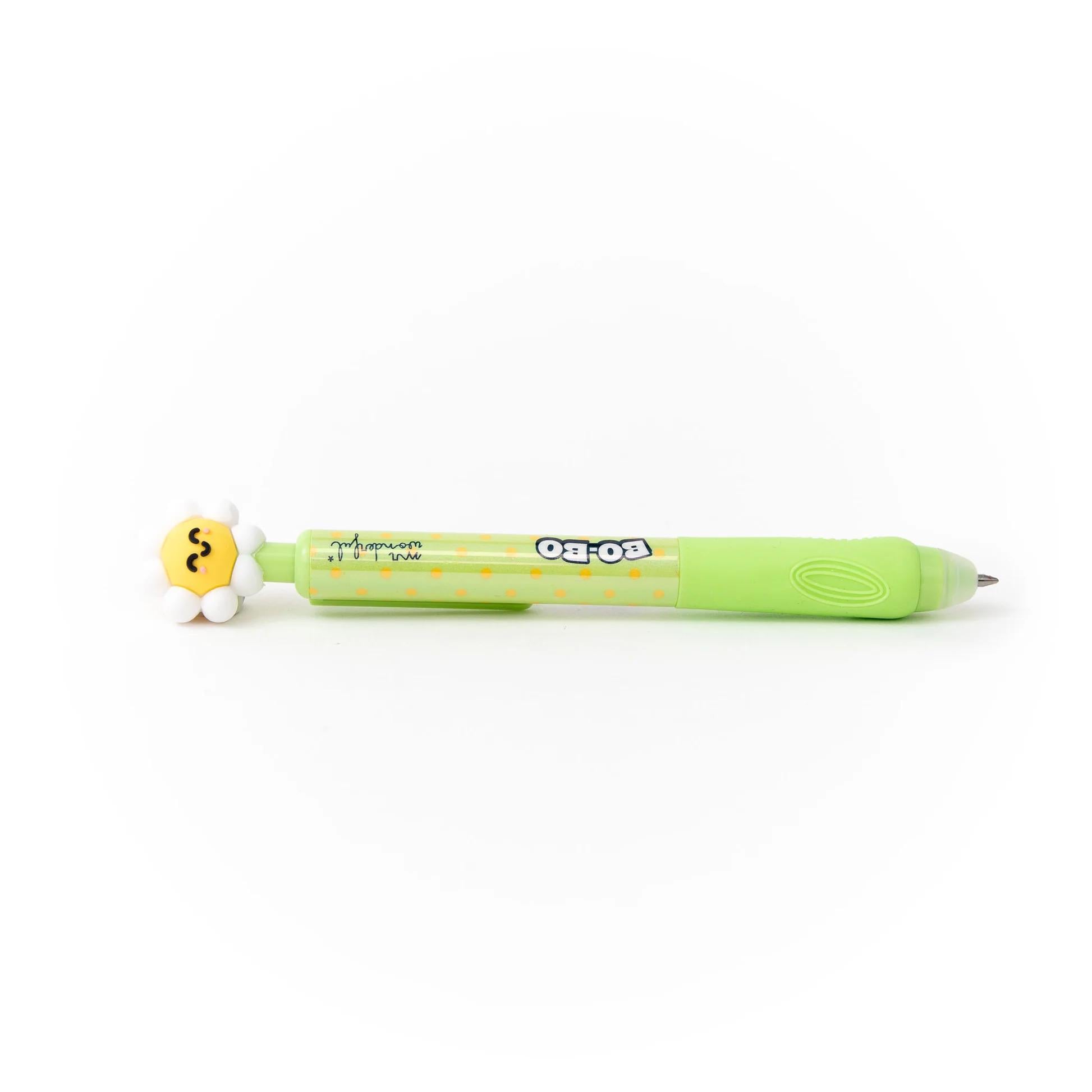 Ручка-кликер стирающая Mr. Wonderful Bo-Bo Click Daisy Hello sun с цветком Зеленый (SKU-499)