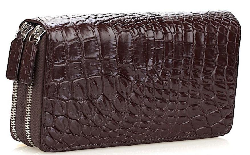 Кошелек-клатч Crocodile Leather 18260 из натуральной кожи крокодила Коричневый