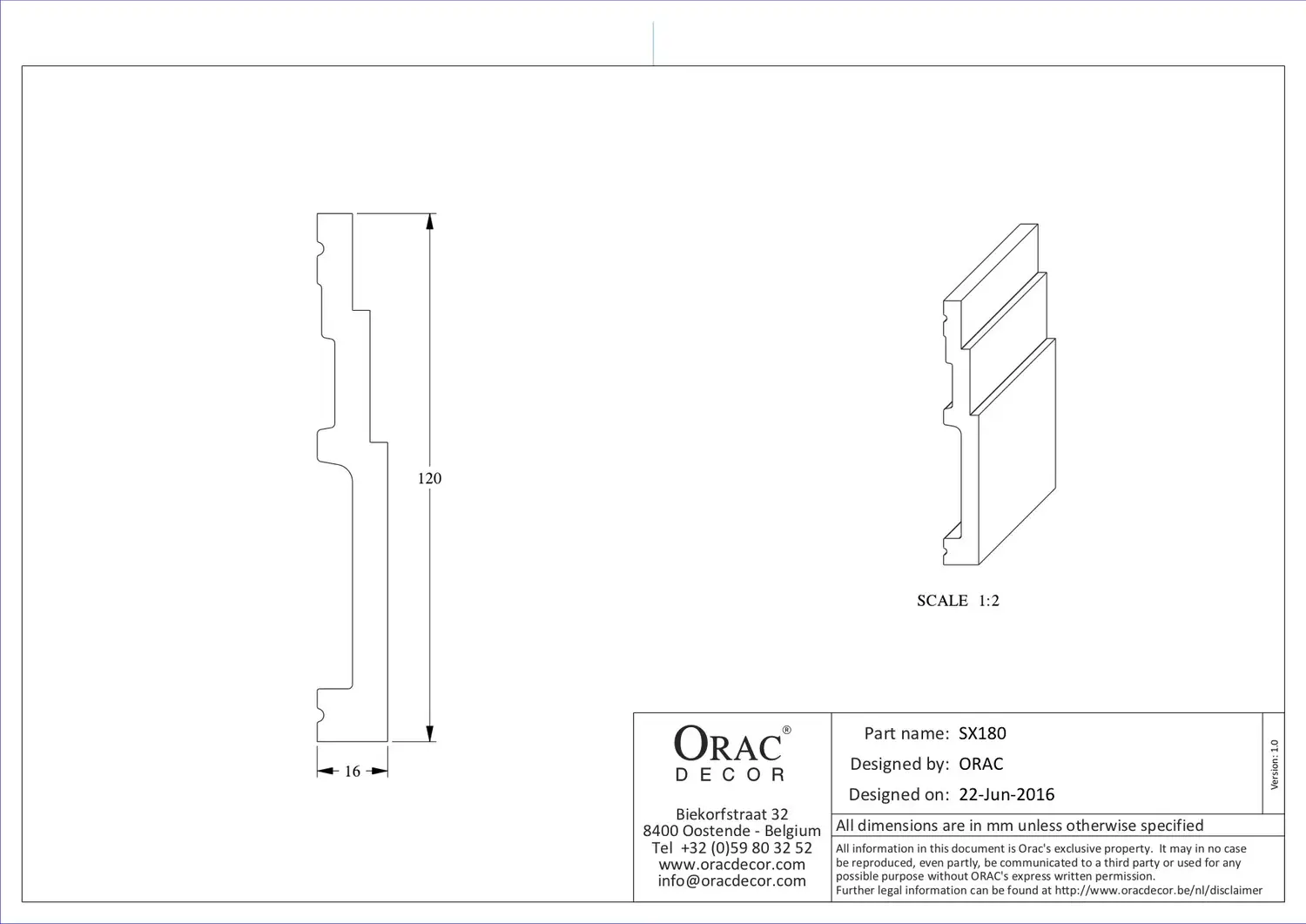 Плінтус Orac Dеcor грунтований 2000x16x120 мм (SX180F) - фото 2