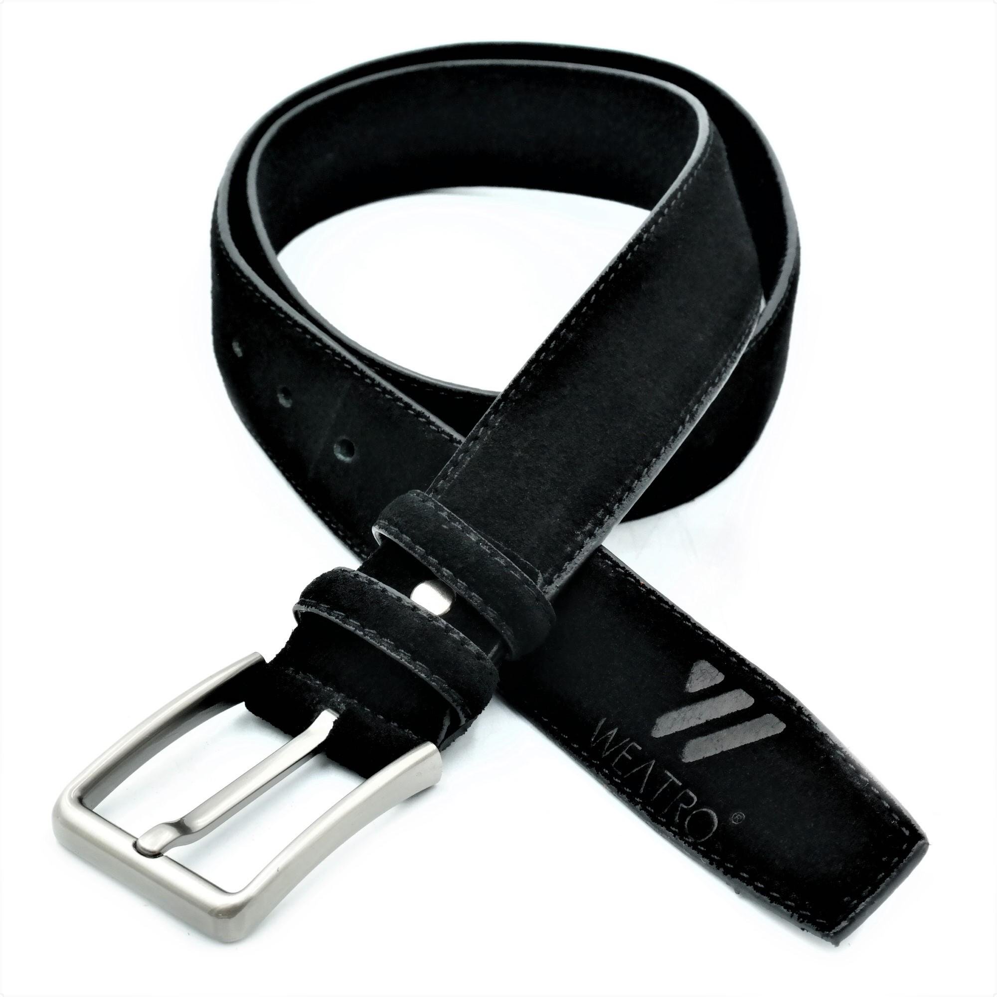 Чоловічий замшевий ремінь Weatro Чорний (m-zmsh38-wtrua-0001)