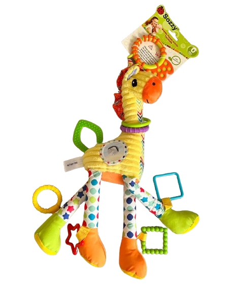 Погремушка-подвеска на коляску Sozzy Жираф с зеркальцем и шуршалкой 43 см (310)