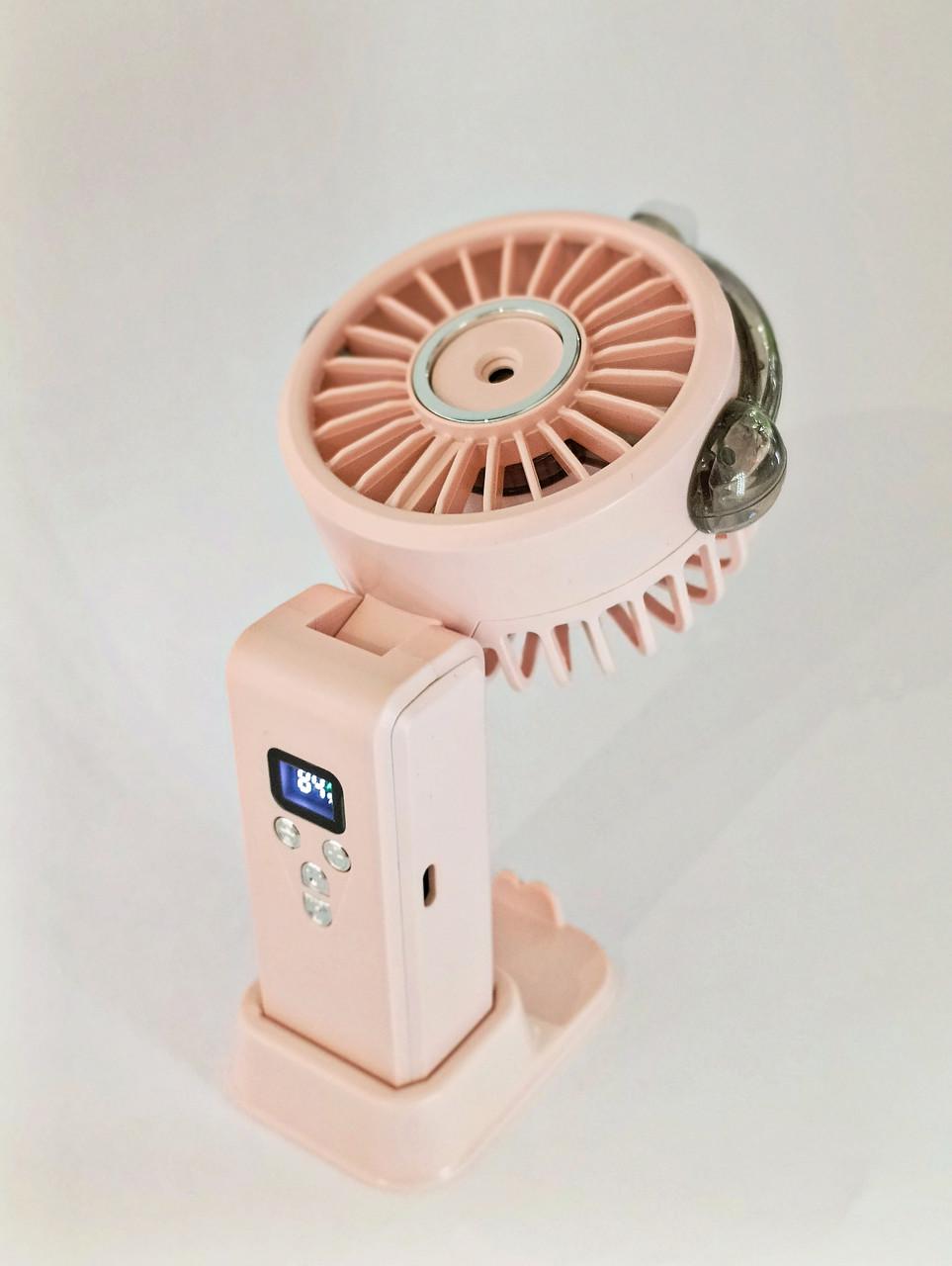 Вентилятор на акумуляторі з розпиленням води 20 см Рожевий - фото 4 Вентилятор на акумуляторі з розпиленням води 20 см Рожевий - фото 4