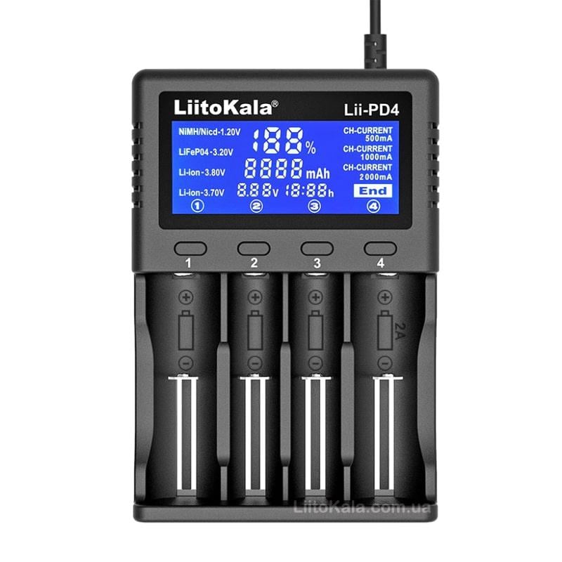 Зарядний пристрій універсальний LiitoKala Lii-PD4 для акумуляторів АА/ААА/18650/26650/21700 Li-Ion/LiFePO4/NiCd/NiMH (Lii-PD4) - фото 2 Зарядний пристрій універсальний LiitoKala Lii-PD4 для акумуляторів АА/ААА/18650/26650/21700 Li-Ion/LiFePO4/NiCd/NiMH (Lii-PD4) - фото 2