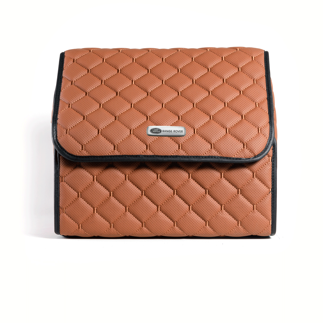 Сумка-органайзер с лого Range Rover в багажник CarsBAG Экокожа 30x35x30 см Коричневый (acb-1036-3-30х35х30-8)