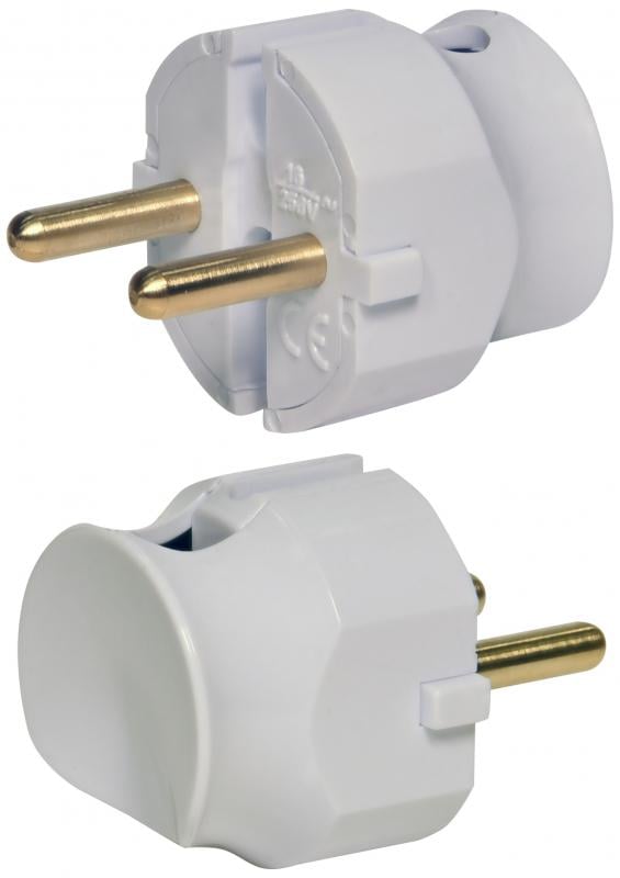 Вилка побутова без заземлення кутова ETI PPW-90 16А 2P полікарбонат IP20 Білий (4481004)