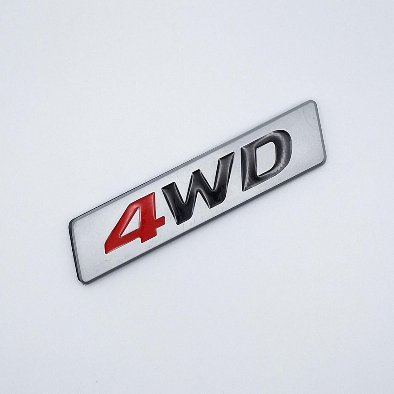 Эмблема 4WD Hyundai металл 9х2 см Хром/Красный/Черный матовый (1144193984)