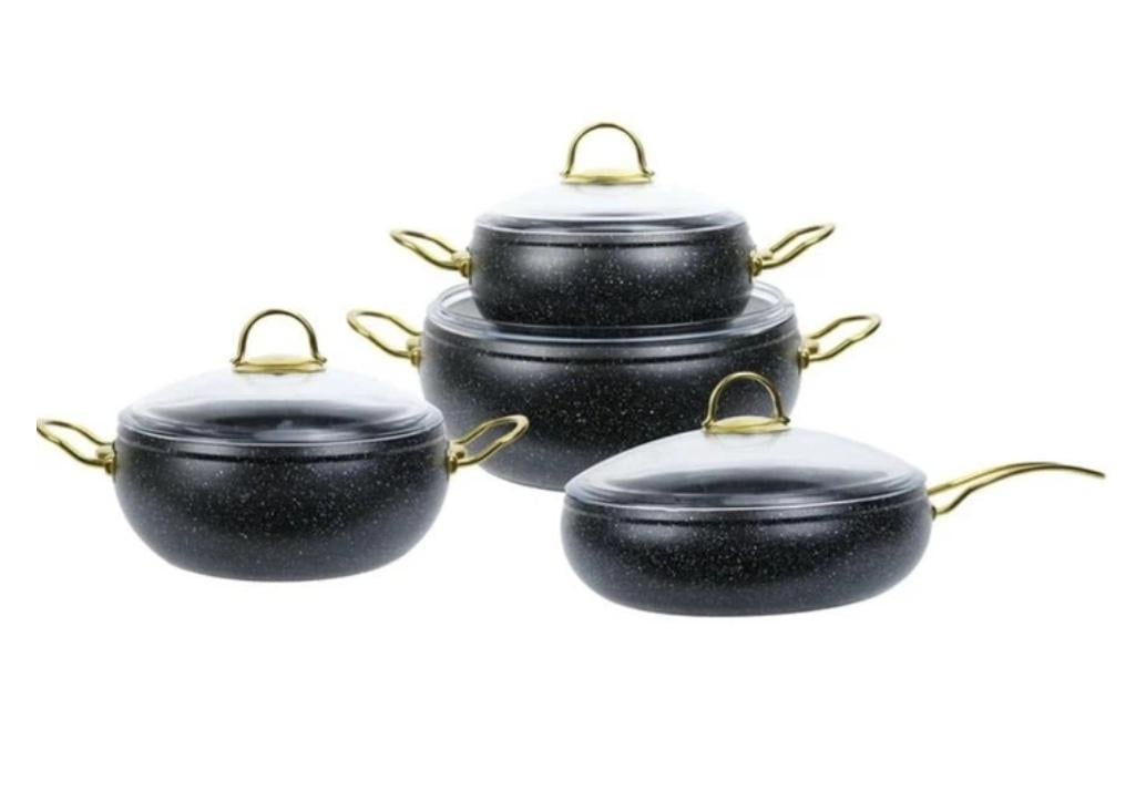 Набір посуду з кришками Edenberg литий алюміній з мармуровим покриттям 8 пр. (EB-12948)