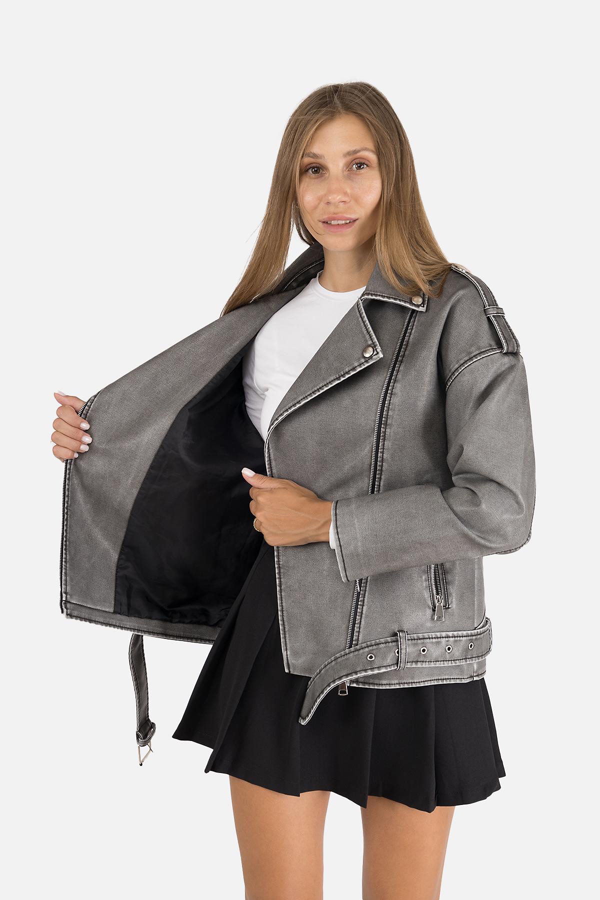 Куртка косуха жіноча р. 40 Сірий (SKT001009746) - фото 3