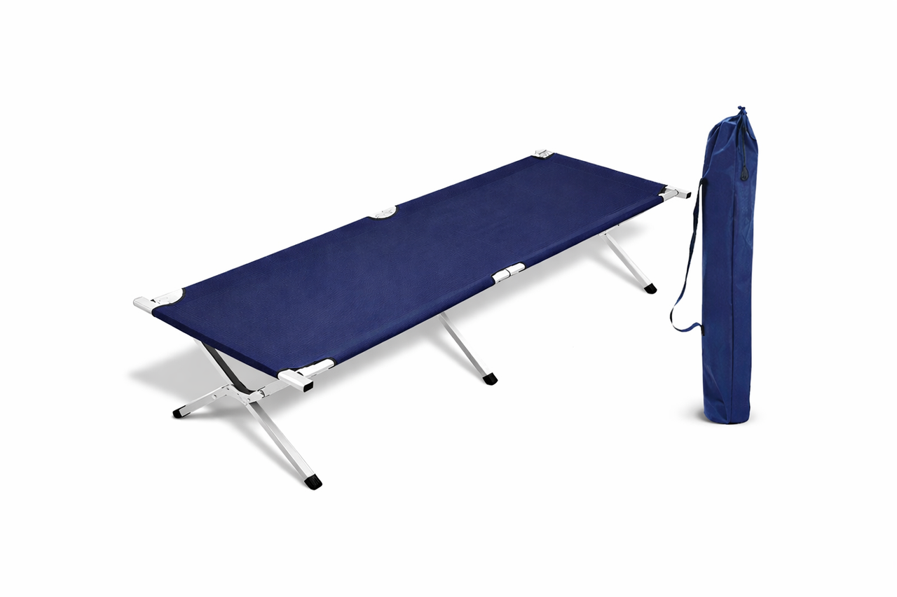 Кровать туристическая раскладная алюминиевая 190 см Синий (17637)