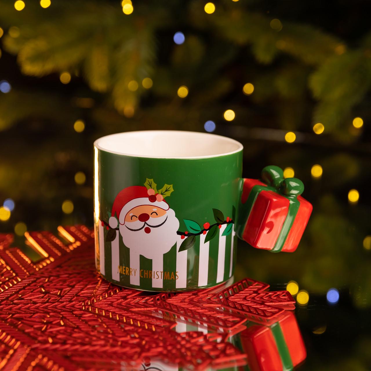 Чашка фарфоровая Merry Christmas 400 мл Зеленый (FM-CS-49GR)