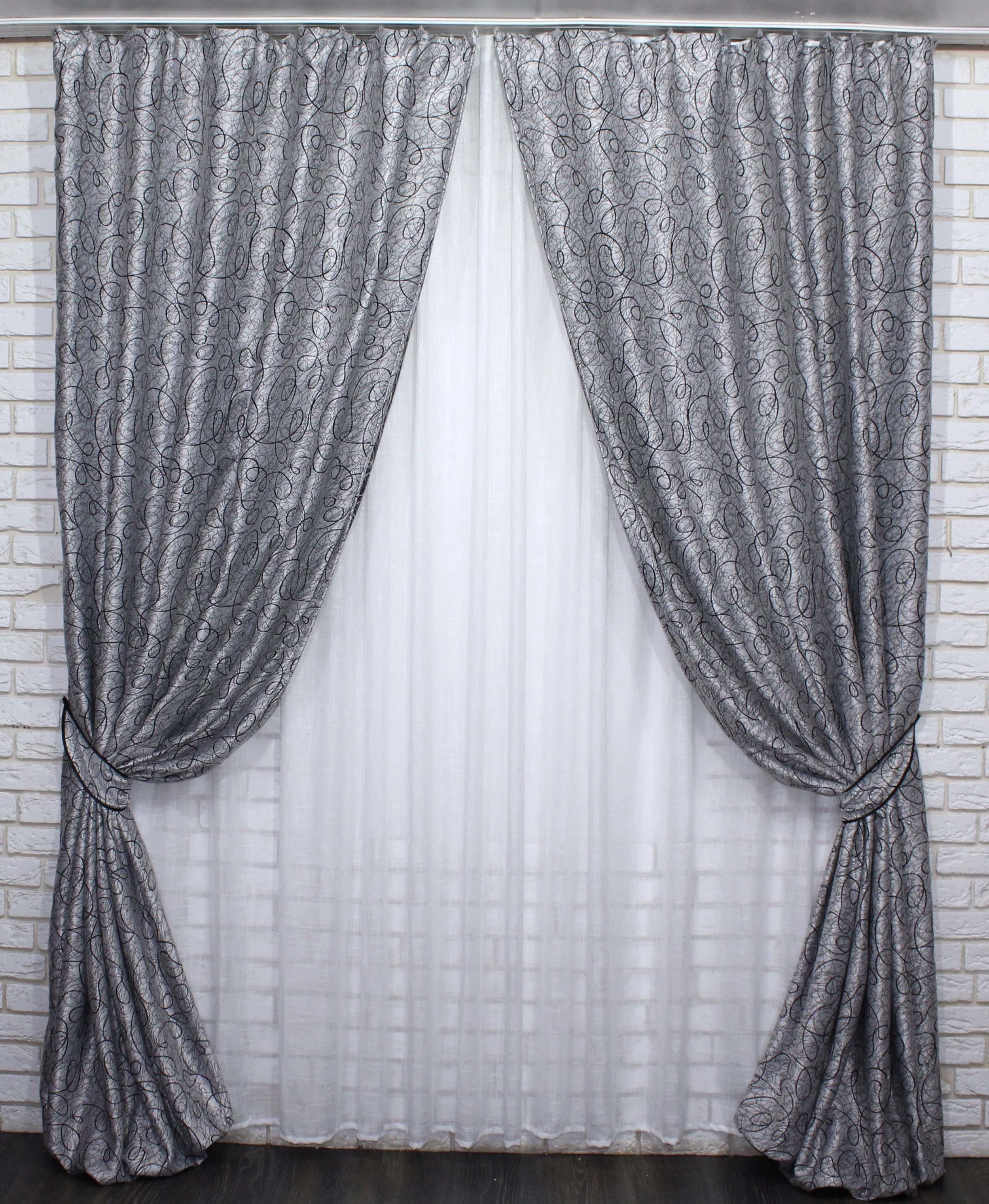 Комплект штор VR-Textil Жаклин № 670ш Б блэкаут-софт 150х270 см 2 шт. Серый/Черный (30-439)