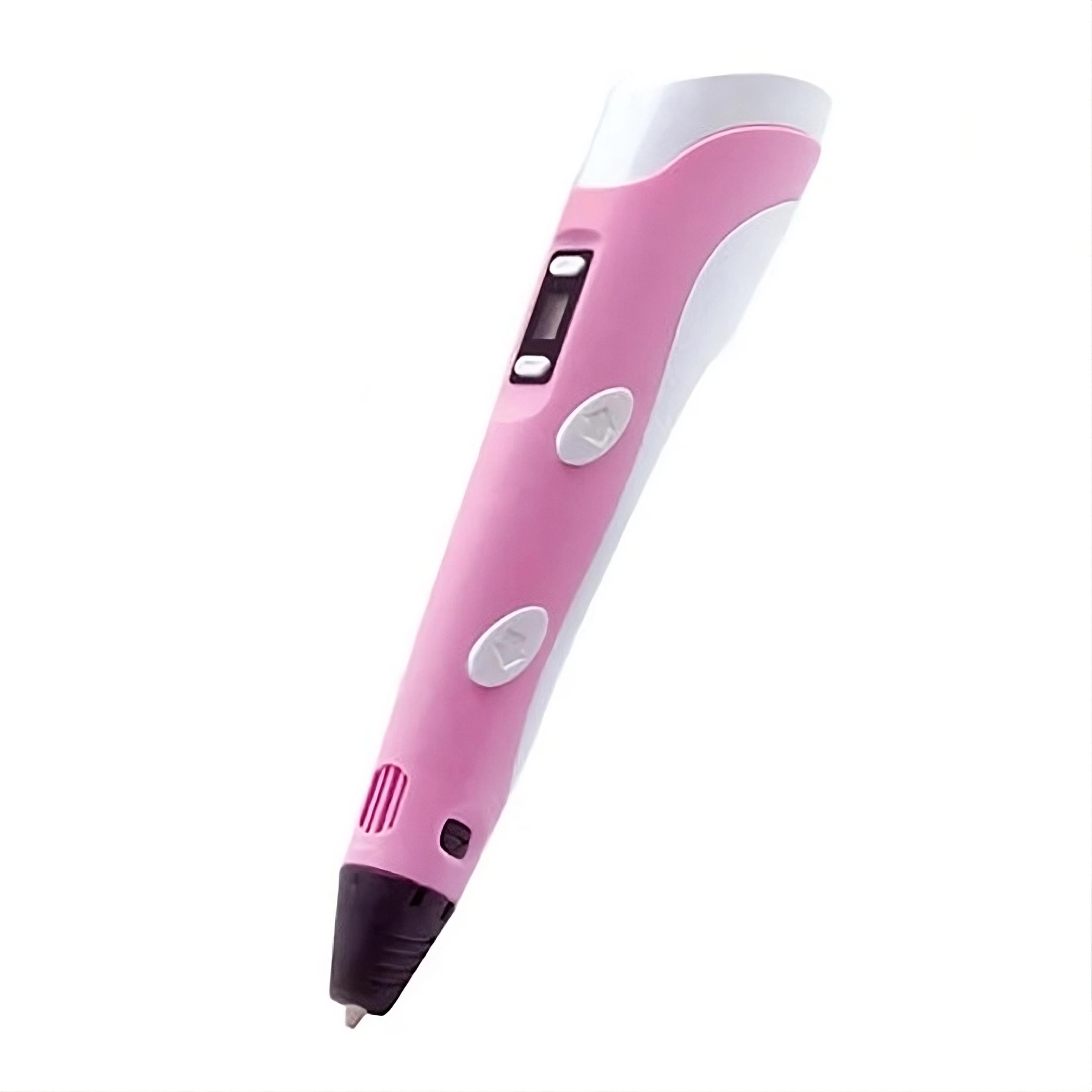 Ручка 3D с LCD экраном на подставке и трафареты для рисования Pink (784779854)