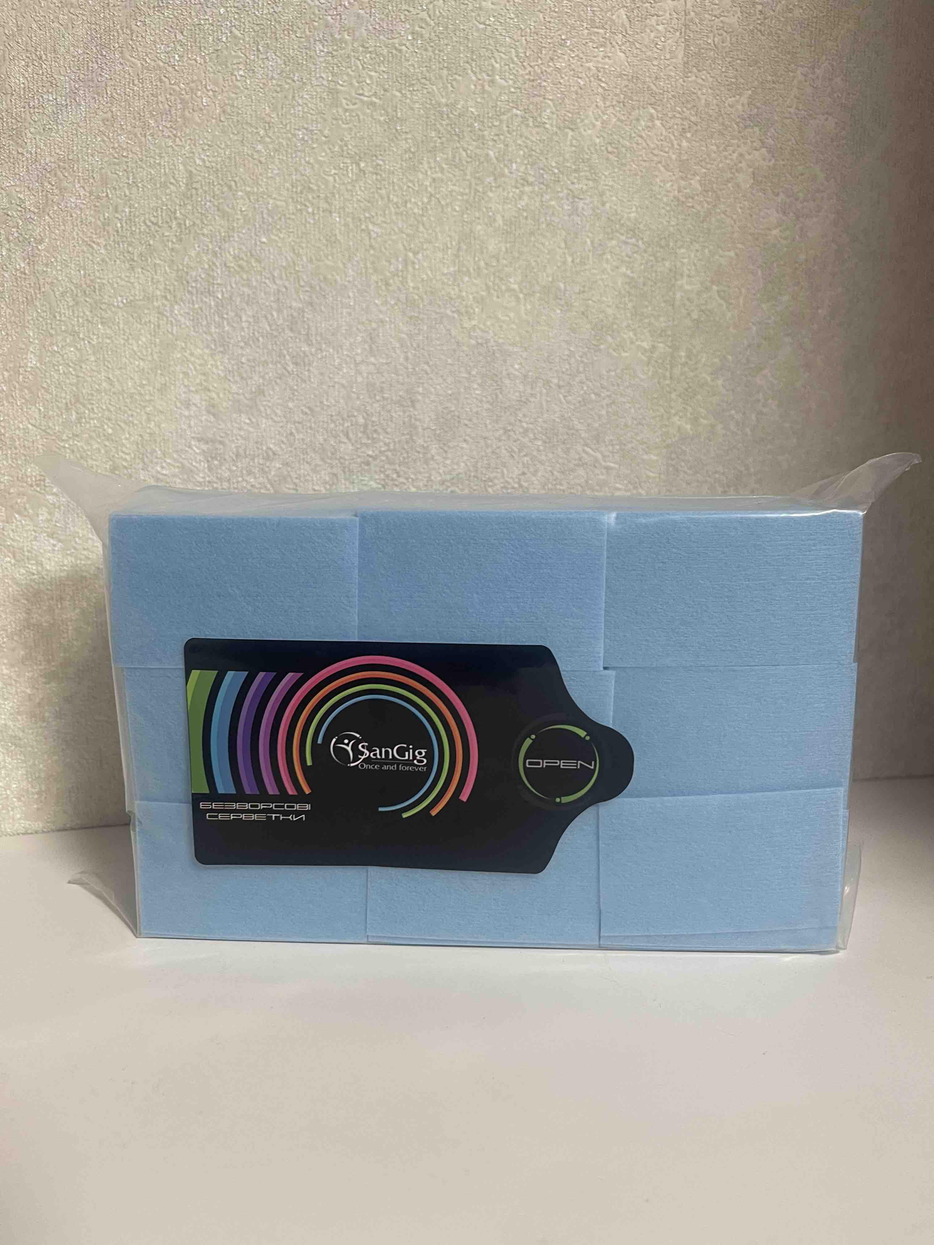 Салфетки безворсовые SanGig 6х4 см 1000 шт. Голубой (27513143)