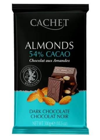Шоколад черный Cachet Dark Chocolate Almonds с миндалем 300 г