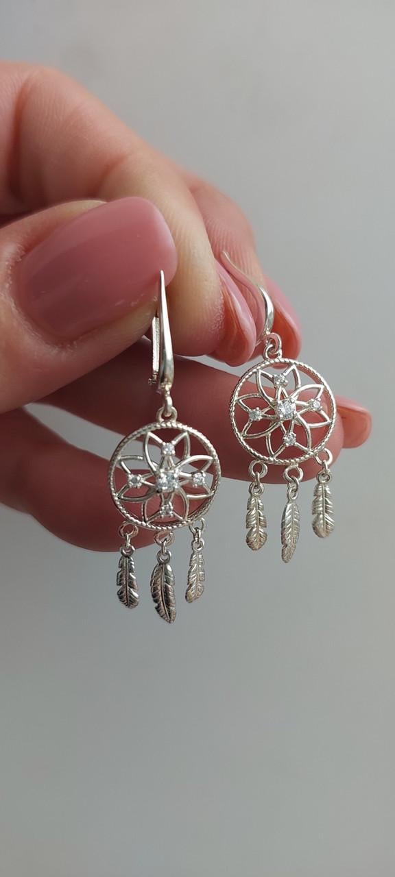 Срібні сережки Ловець снів 925 проби без покриття (2829297168) - фото 7