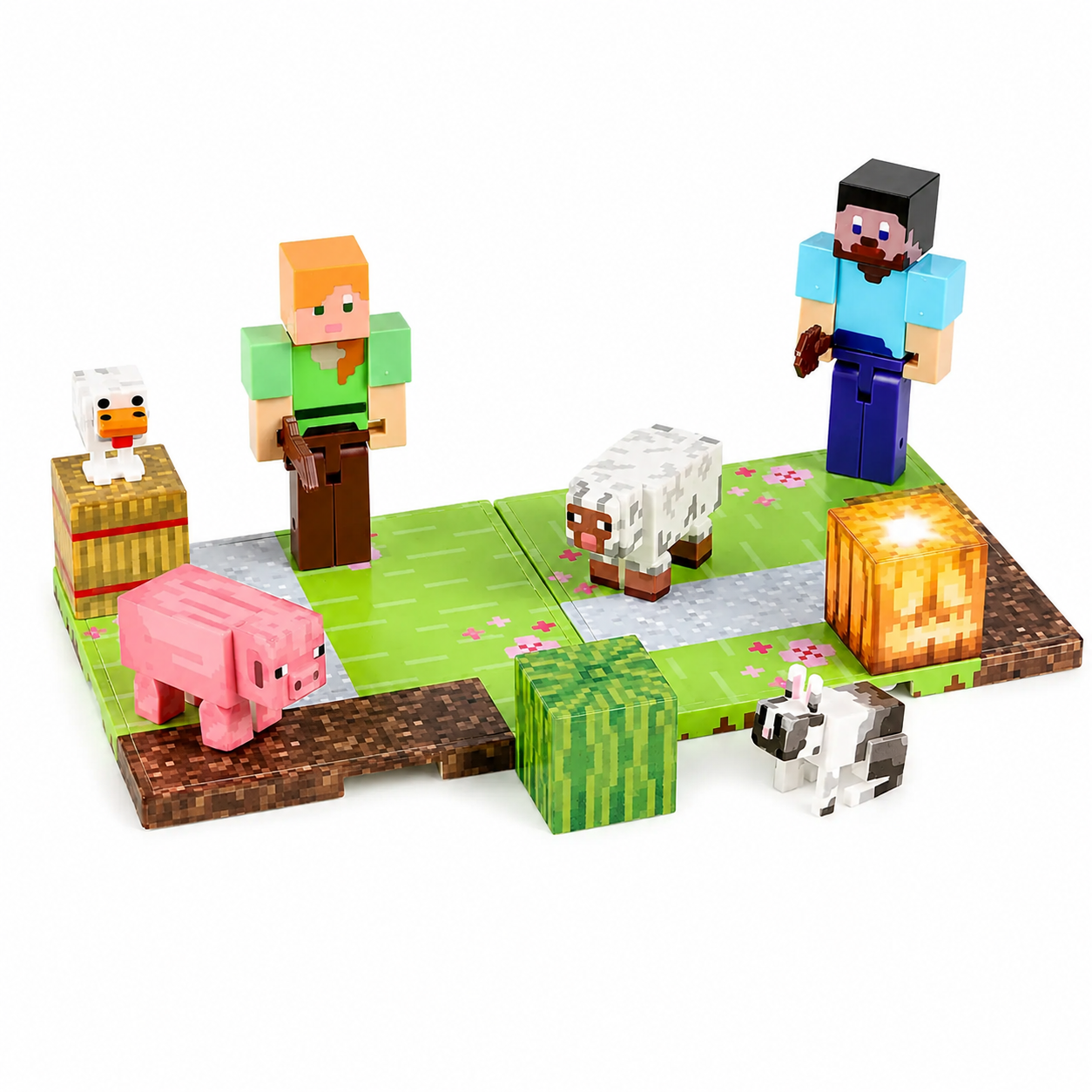 Конструктор магнитный Minecraft с фигурками и мобами The Rural Life Стива и Алекс (3128607555)