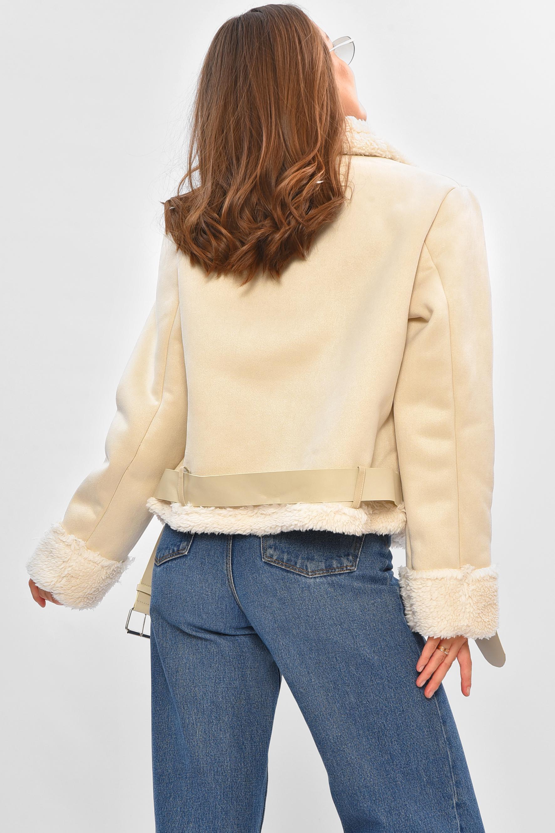 Дубленка женская на искусственном меху S Молочный (205627) - фото 3 Дубленка женская на искусственном меху S Молочный (205627) - фото 3