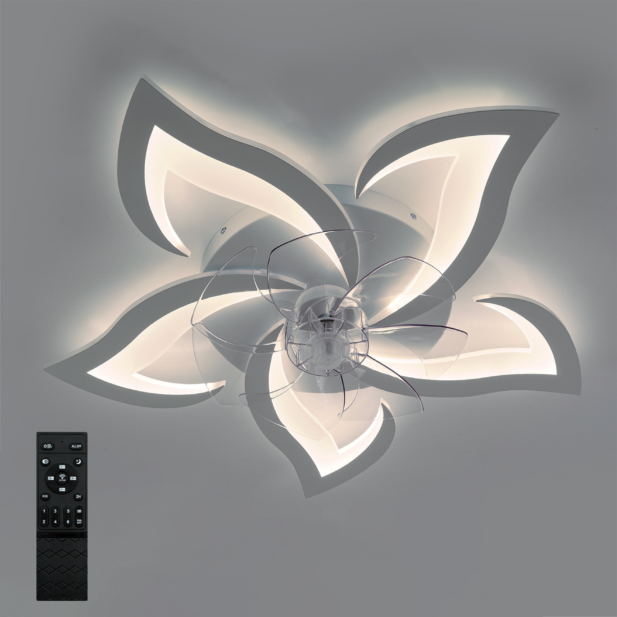 Люстра с вентилятором ESLLSE FAN ELLA LED с пультом 72/18 Вт 680x120 мм Белый (10420)