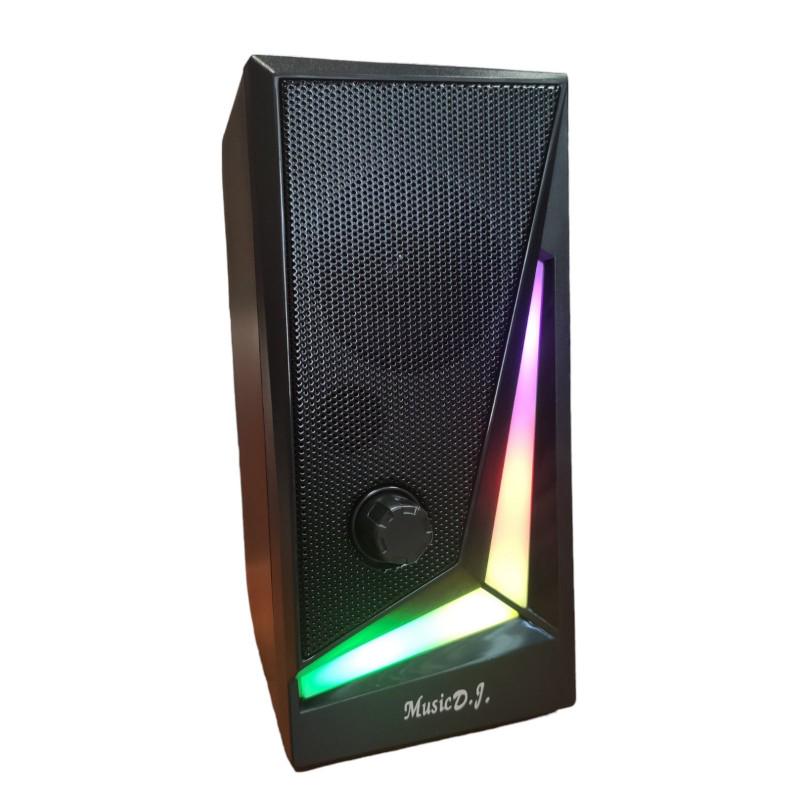 Колонки для компьютера и ноутбука Music D.J MJ-100 с RGB подсветкой 6 Вт Mini-jack 3,5 мм/USB Черный - фото 4