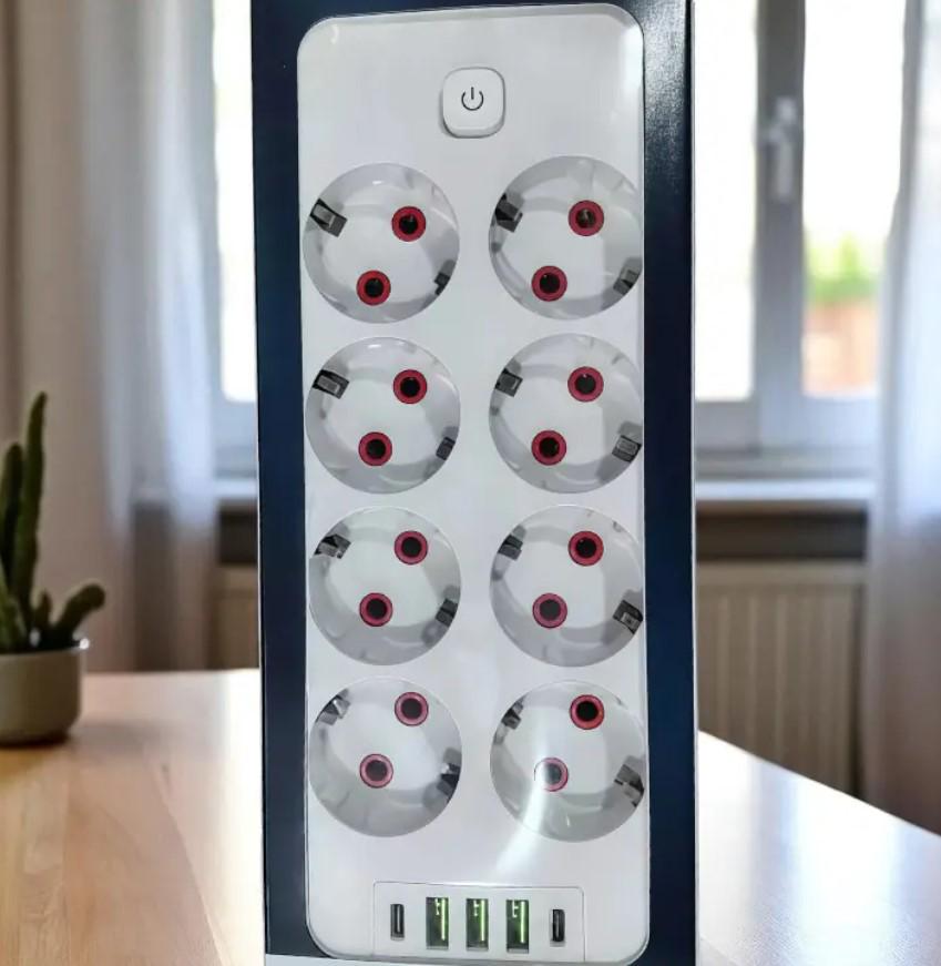 Удлинитель сетевой Power Socket 8 розеток и 3 USB 2500W 5 м (2104618792) - фото 10