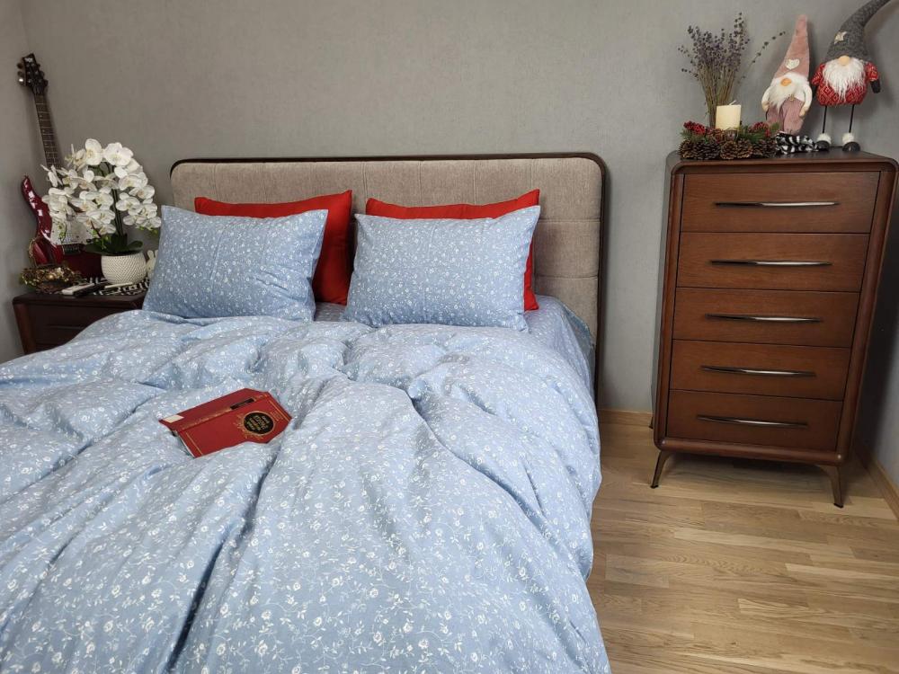 Комплект постельного белья Turkish flannel Флора полуторний Голубой (1777357918)