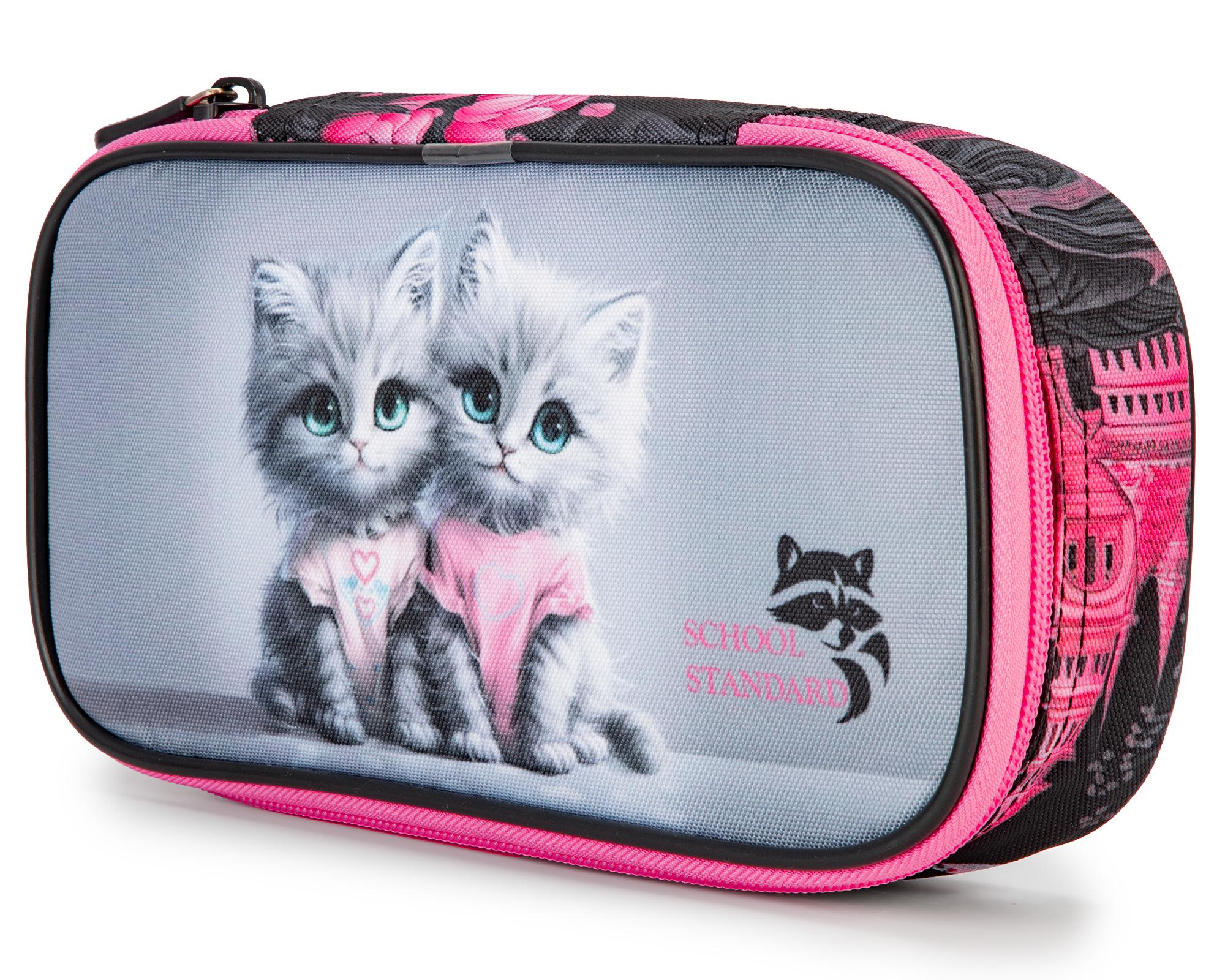Пенал школьный для девочки School Standard Котик мягкий (PSS-145)