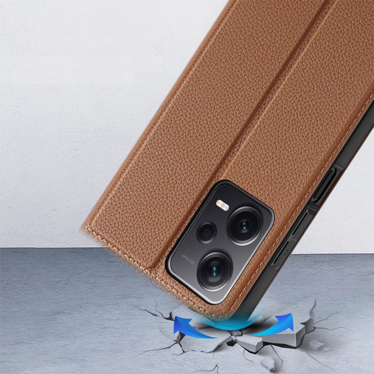 Чехол книжка Dux Ducis Skin X2 с карманом для визиток для Xiaomi Redmi Note 12 Pro Plus 5G Brown - фото 5 Чехол книжка Dux Ducis Skin X2 с карманом для визиток для Xiaomi Redmi Note 12 Pro Plus 5G Brown - фото 5