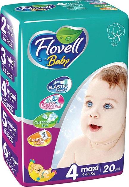 Підгузки дитячі Flovell Baby Eco Pack 4 9-18 кг 20 шт.