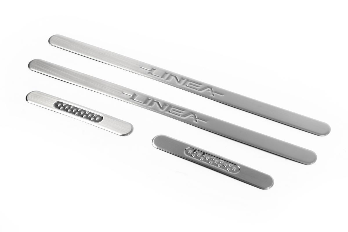 Накладки на пороги Omsa Line для Fiat Linea 2006-2018 гг. нержавеющая сталь Хром