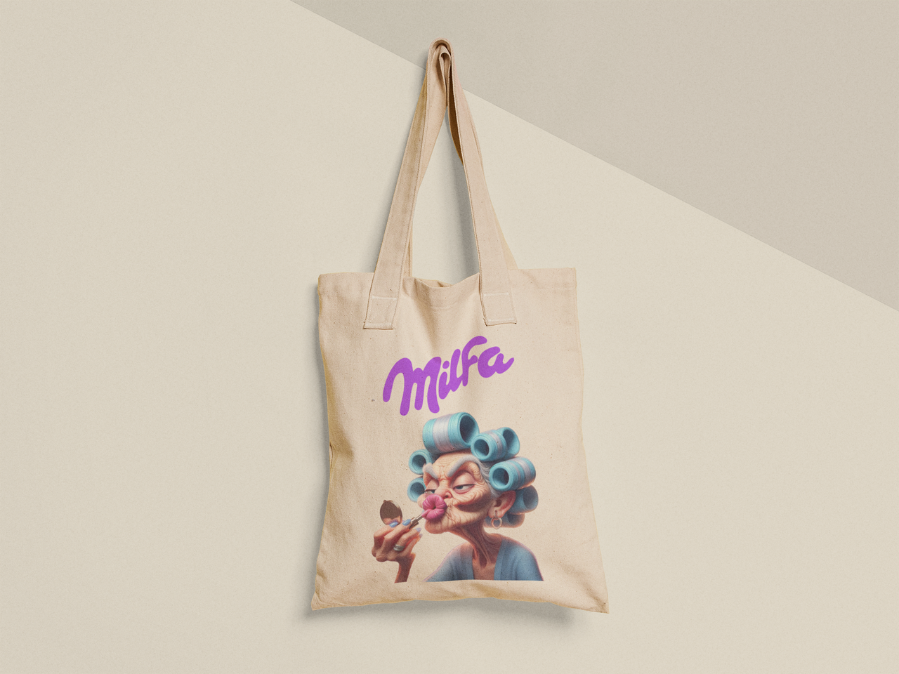 Эко-сумка шоппер с принтом "Milfa" 38х40 см Бежевый (ПН409-Т)
