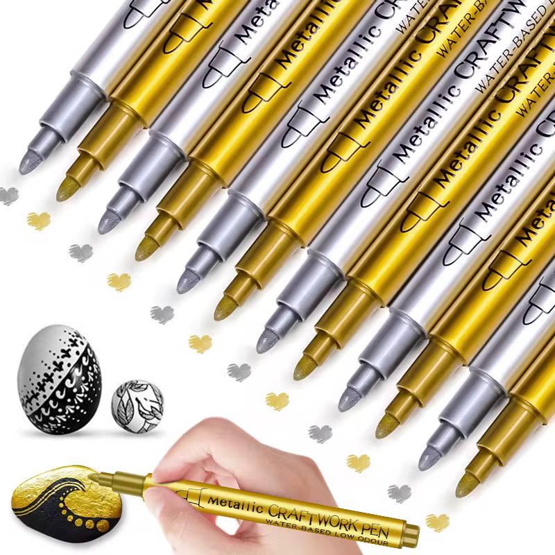 Набір маркерів металік на водній основі Metallic Craftwork Pen для малювання та творчості 6 золотистих та 6 сріблястих 12 шт. - фото 7 Набір маркерів металік на водній основі Metallic Craftwork Pen для малювання та творчості 6 золотистих та 6 сріблястих 12 шт. - фото 7