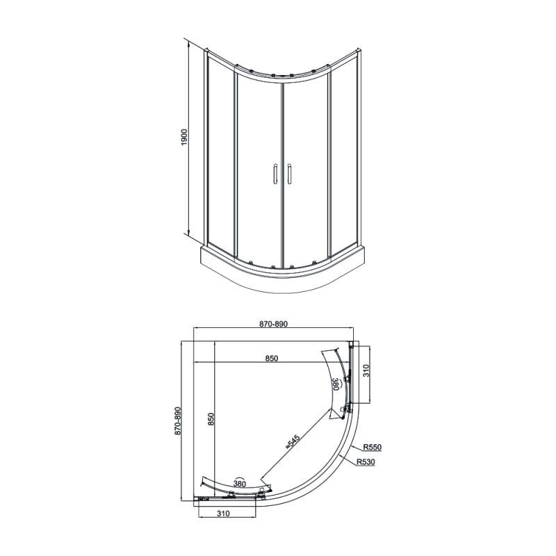 Душова кабіна Q-tap Taurus TAUBLA1099AC6 кутова 90х90 см (76413) - фото 2