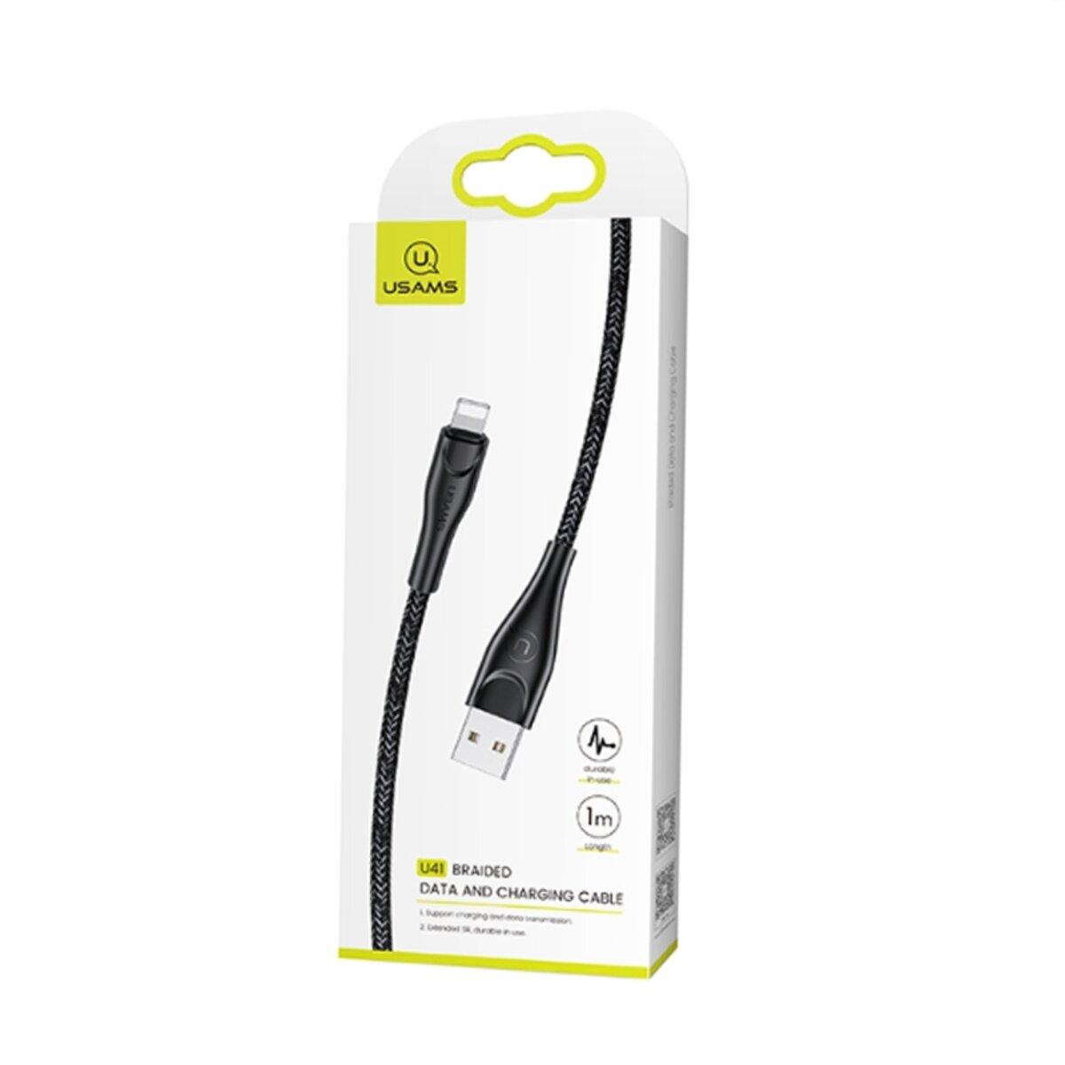 Кабель Usams US-SJ391 U41 Lightning Braided Data and Charging Cable 1 м Black (SJ391USB01) - фото 2