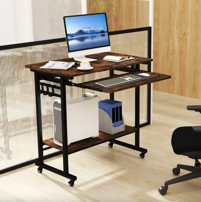 Компьютерный стол Costway Otto с выдвижной подставкой для клавиатуры - фото 5