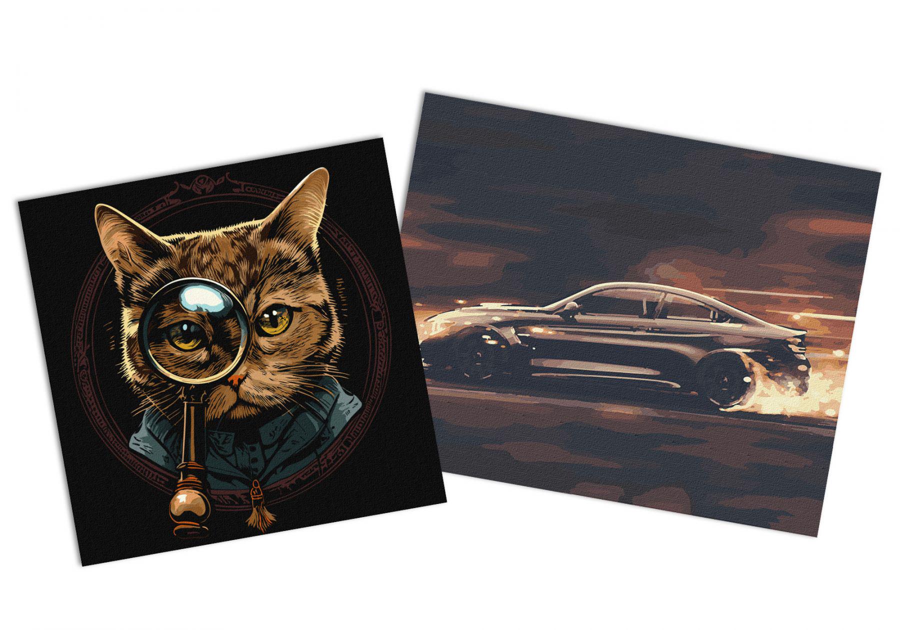 Набор картин по номерам Идейка 2в1 Бешеная скорость 40x50 см KHO2521 и Мир в деталях 40x40 см KHO4482 (CKHO2182)