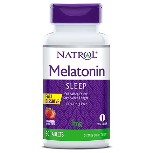 Натуральна добавка Natrol Melatonin 1 мг Fast Dissolve 90 таб. Полуниця (3567)