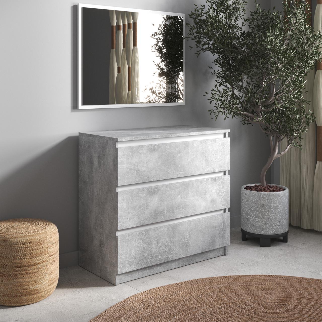 Комод з шухлядами Вайс R-3 80х40х75 см Бетон/Білі планки (30396612) - фото 1 Комод з шухлядами Вайс R-3 80х40х75 см Бетон/Білі планки (30396612) - фото 1