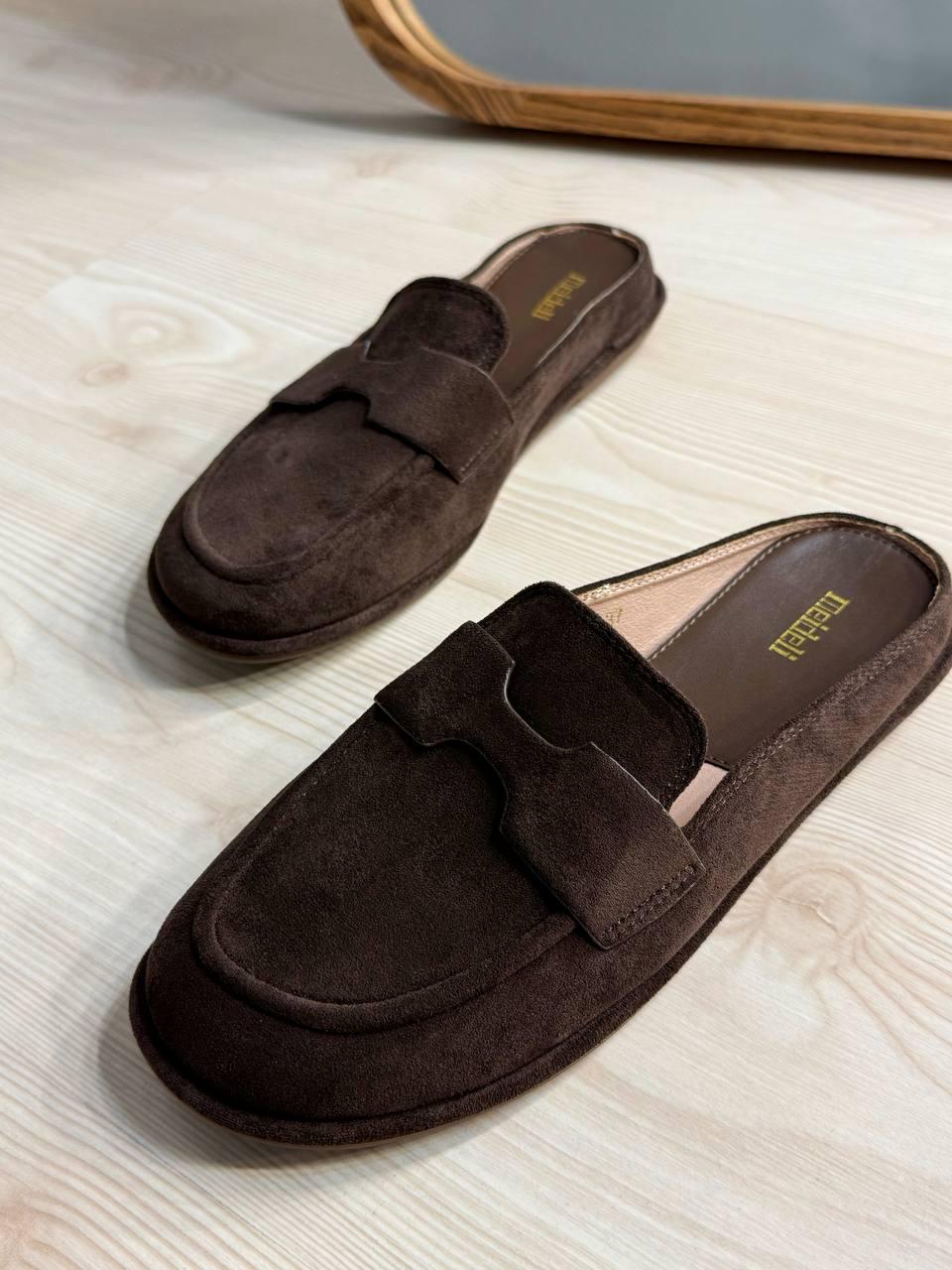 Мюлі жіночі Meideli 2115-8 лофери з відкритою п'яткою замшеві шльопанці р. 38 Коричневий (6527)