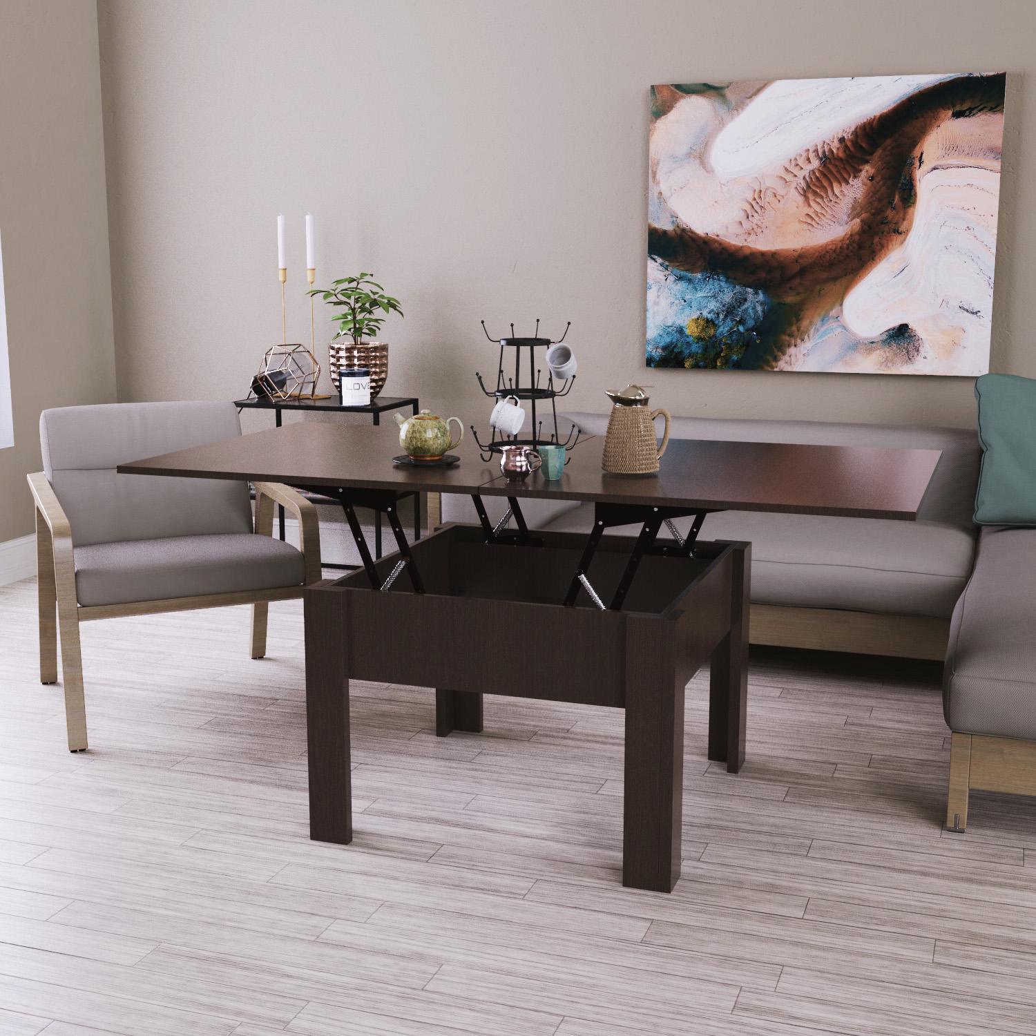 Журнальний стіл-трансформер Artinhead Comfo з ламінованого ДСП Венге - фото 4