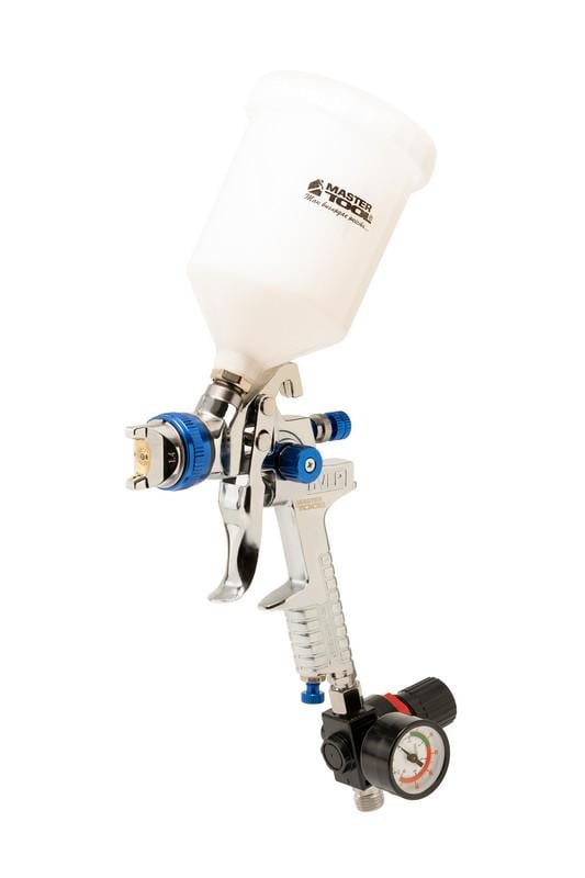 Фарбопульт пневматичний MasterTool HVLP GLAZE ВПЛБ 600 мл Ø 1,4 мм круглий/плоский факел 150-220 л/хв 3-4 бар з манометром (80-8910)