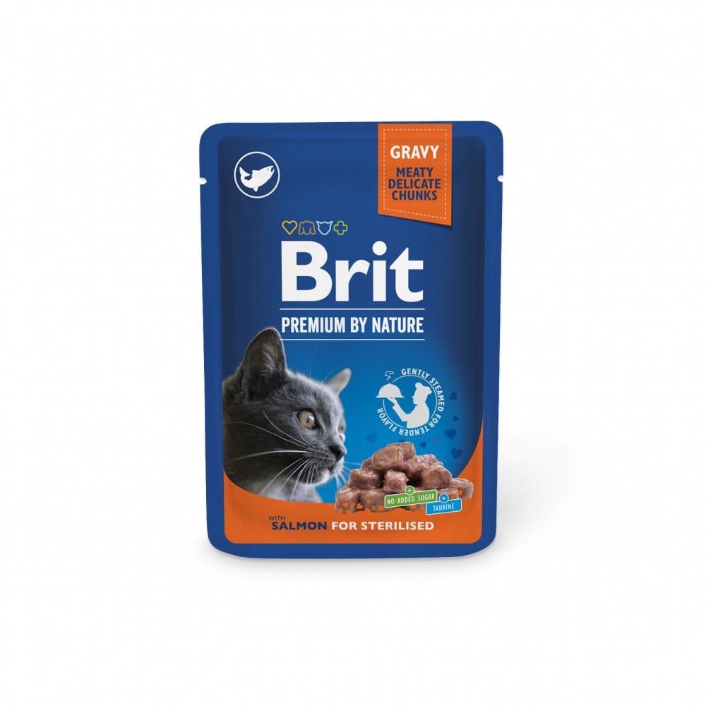 Корм влажный Brit Premium Salmon for Sterilised для стерилизованных кошек лосось 100 г (34806822)