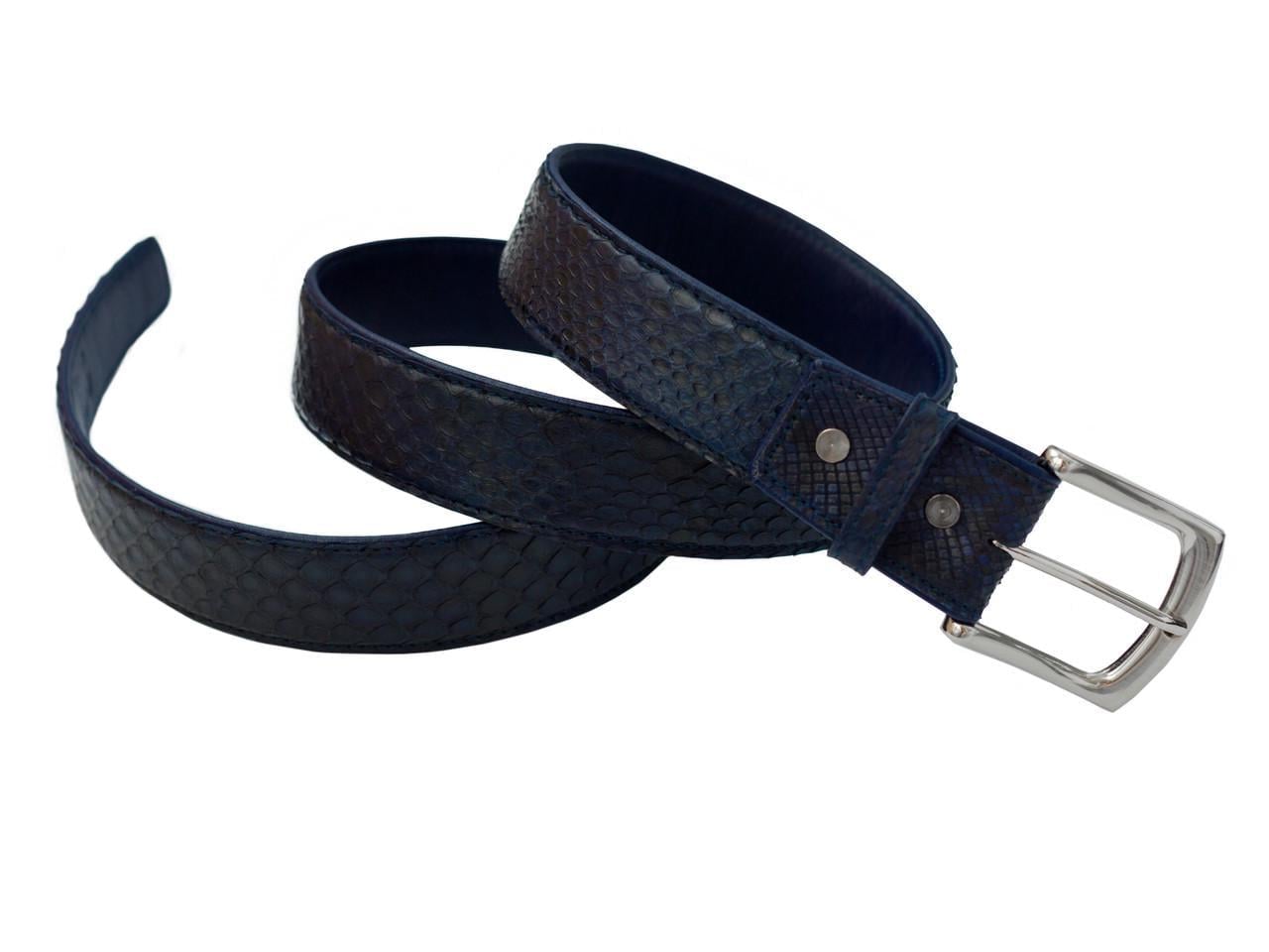 Ремень из кожи питона Cиний (snb 05_3)