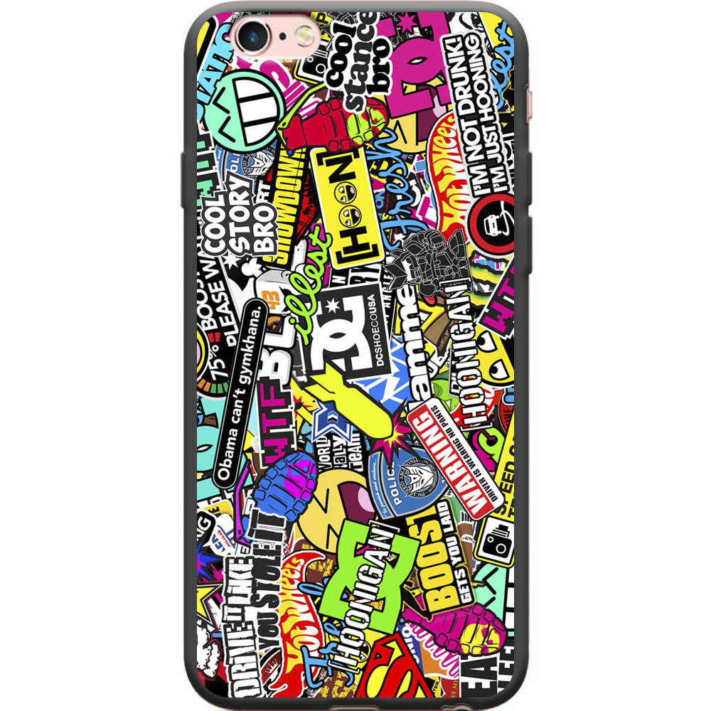 Чехол Boxface iPhone 6 Multicolored Inscriptions Черный силикон (24523-up880-38148)