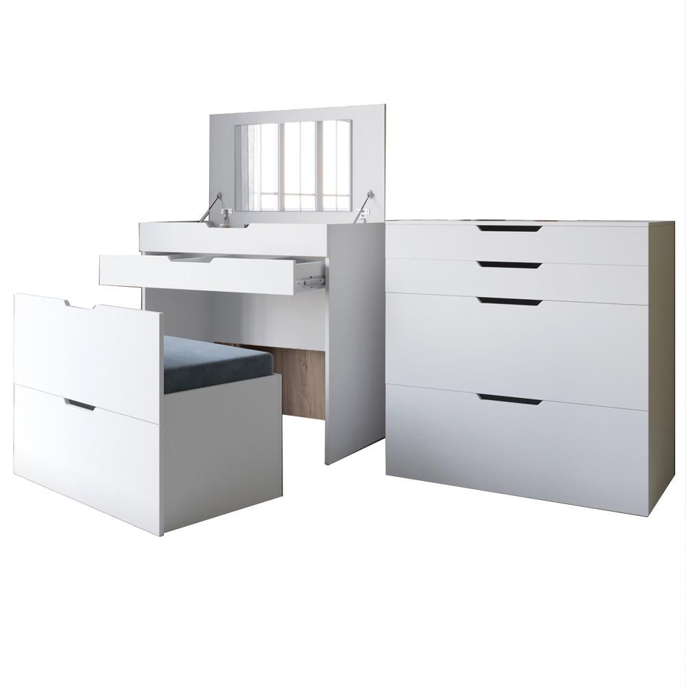 Комод-трюмо Lion Азия с зеркалом/нишей под сиденьем и ящиком Нимфея Альба (Lion-041673)