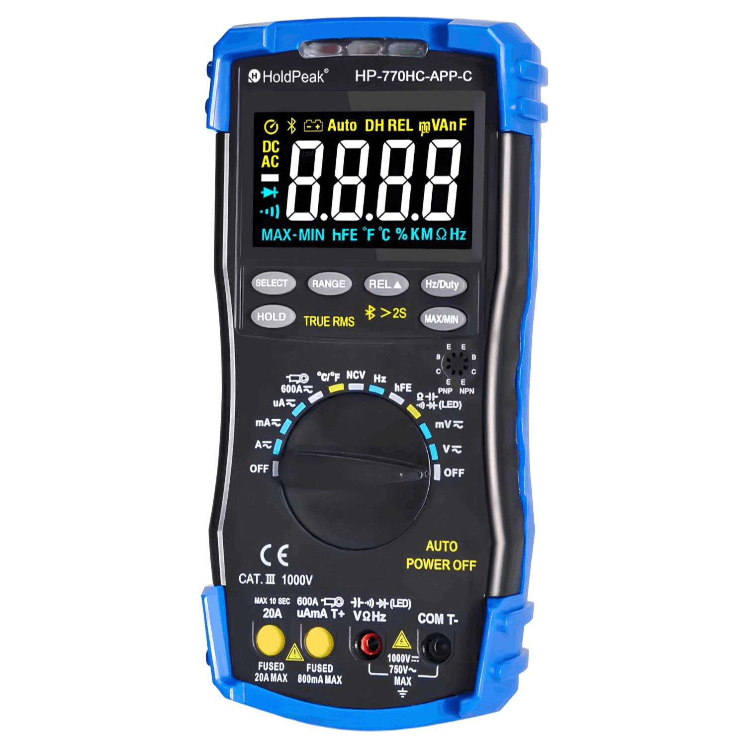 Мультиметр цифровий HoldPeak HP-770HC-APP-C TrueRMS 6000 відліків 1000 В 20А AC/DC 60МОм 100 мФ 1000°C 10МГц - фото 5