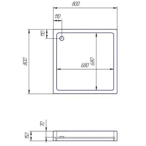 Душовий піддон акриловий BRENTA 800х800 мм - фото 2 Душовий піддон акриловий BRENTA 800х800 мм - фото 2