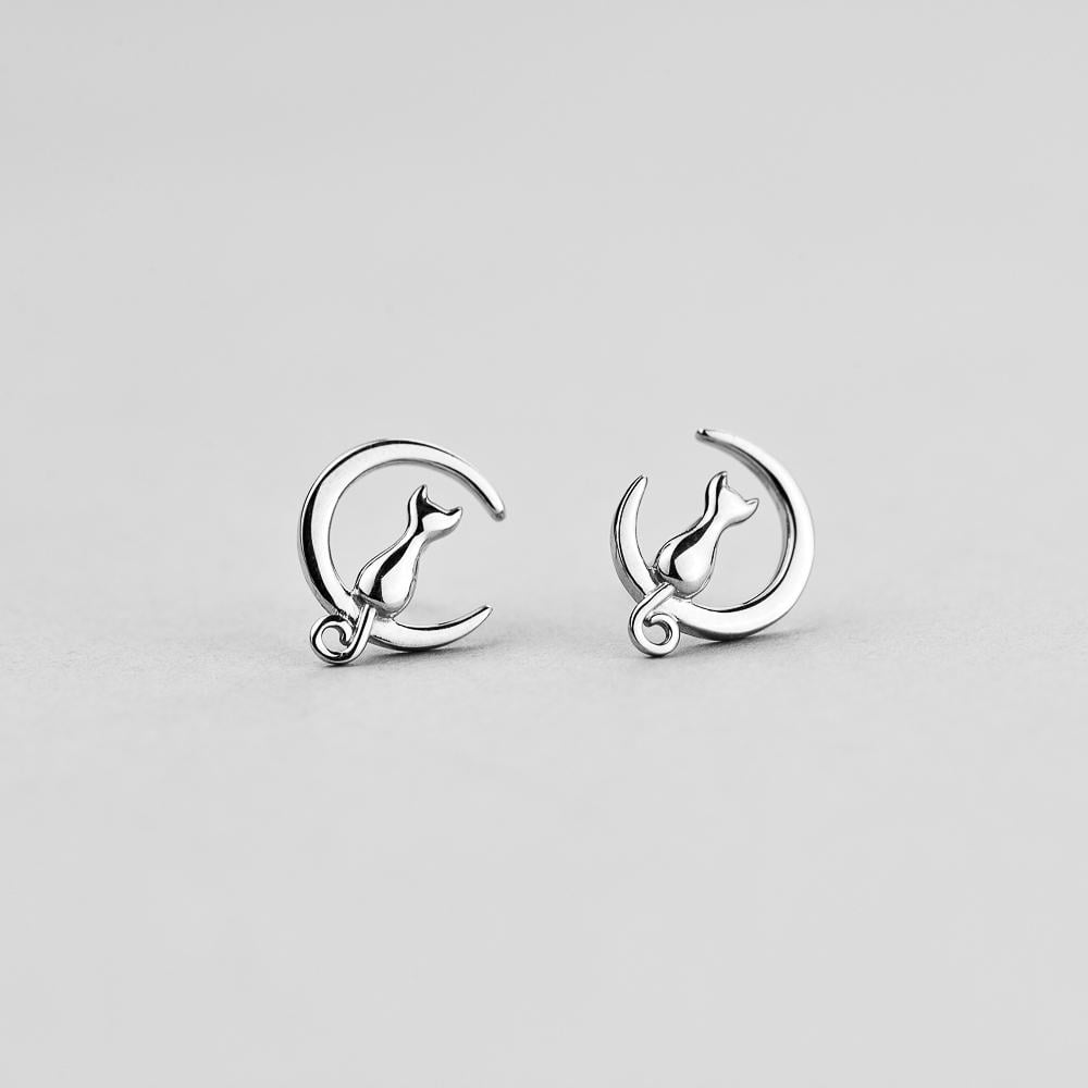 Серебряные серьги Minimal Кошачья история (3013)