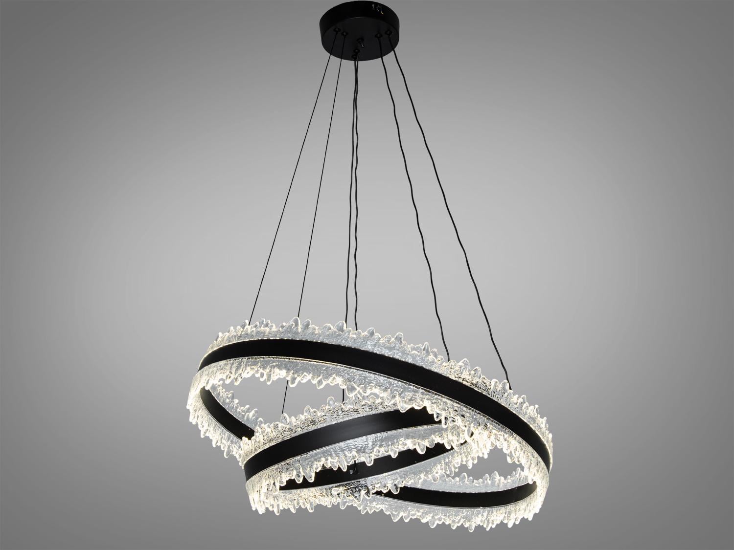 Люстра подвесная LED Diasha 2 кольца/пульт 140W Черный (D8751-600/400BK)