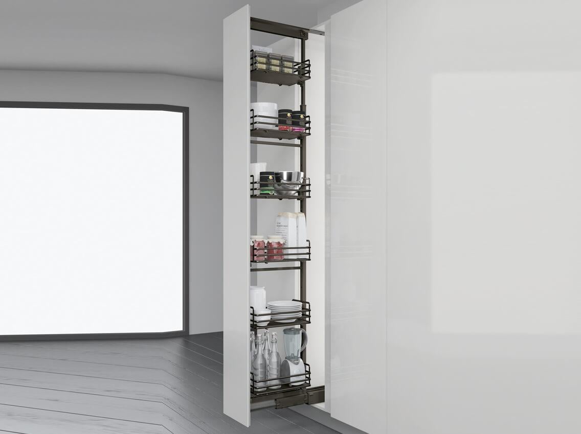 Колонна выдвижная в модуль INOXA Ellite 859AEY с 5 корзинами 450 мм 1860-2185 мм Титан (104068)