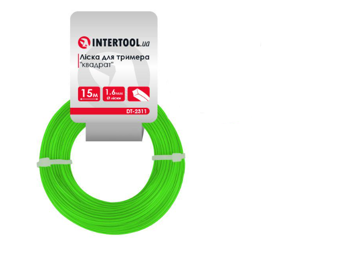 Волосінь для тримера квадрат Intertool 1,6 мм х 15 м (DT-2311)